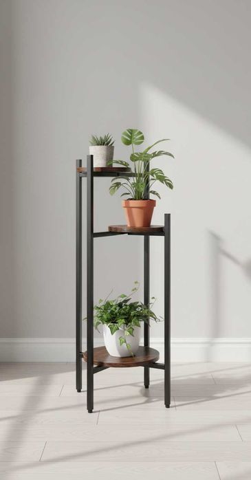 ELEGANCKI kwietnik metalowy 80cm Stojak na kwiaty Loft Dąb