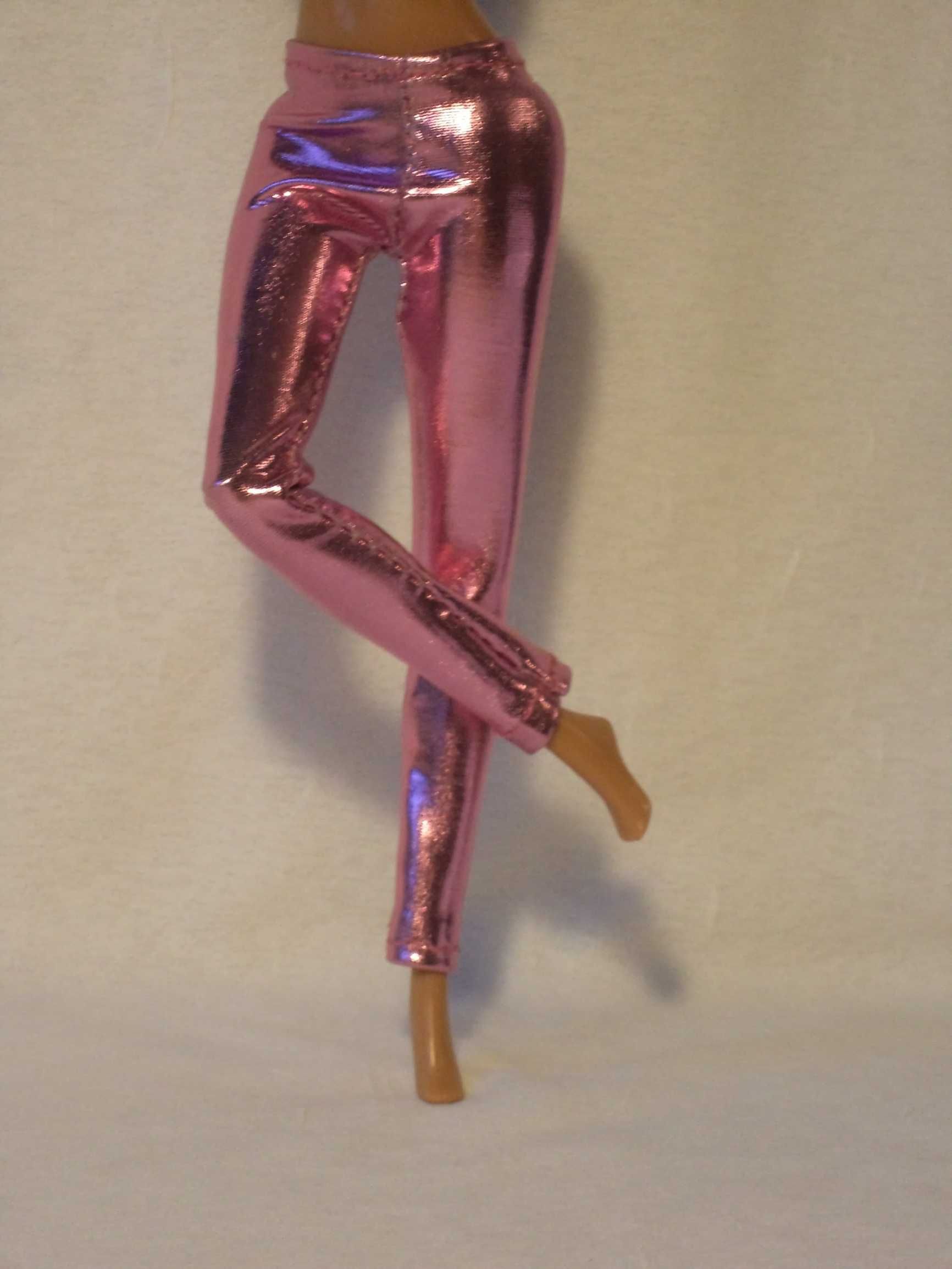 Ubranka dla lalki Barbie - Różowe legginsy z lamy !!!