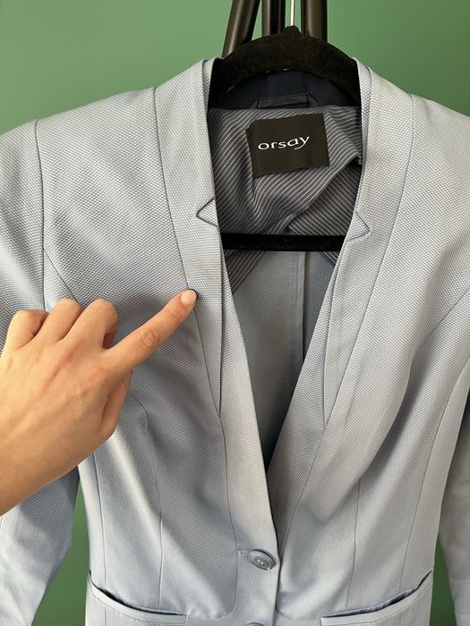 Komplet garnitur marynarka szerokie nogawki żakiet niebieskie Orsay