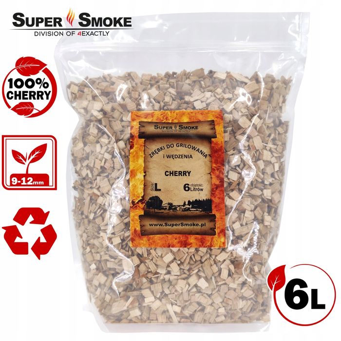 Zrębki Wędzarnicze SuperSmoke CHERRY KL-10 (9-12mm) Large 6L Doypack