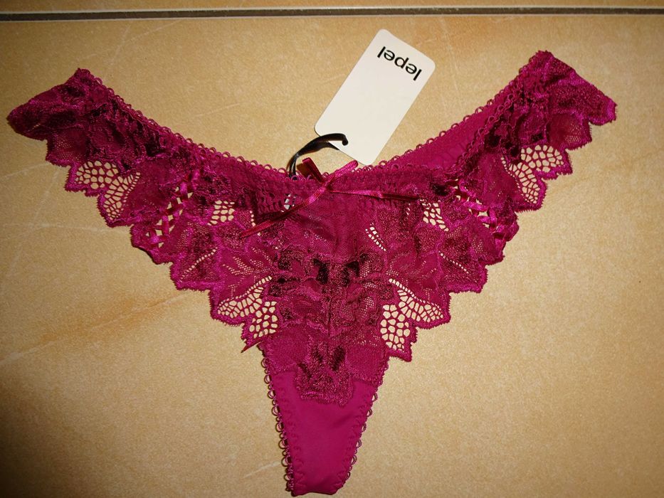 LEPEL Fiore Thong różowe fuksja koronkowe ażurowe stringi OKAZJA 36