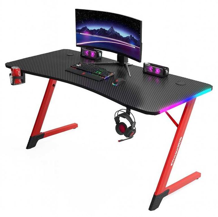 Biurko Gamingowe Komputerowe Stół dla Gracza Nowoczesne LED 120cm BG01