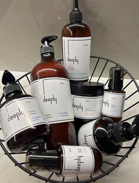 Deeply шампунь, кондицiонер, маски, олія флюїд, спрей термозахист 10в1