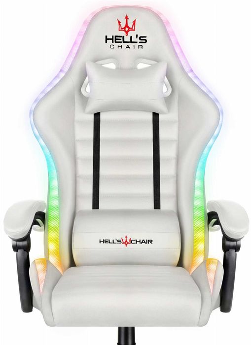 Fotel Hell's Chair HC- 1003 LED RGB Podświetlenie Biały używany