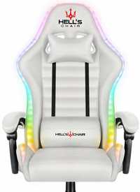 Fotel Gamingowy Hell's Chair HC-1003 White Led- brak zasuwek