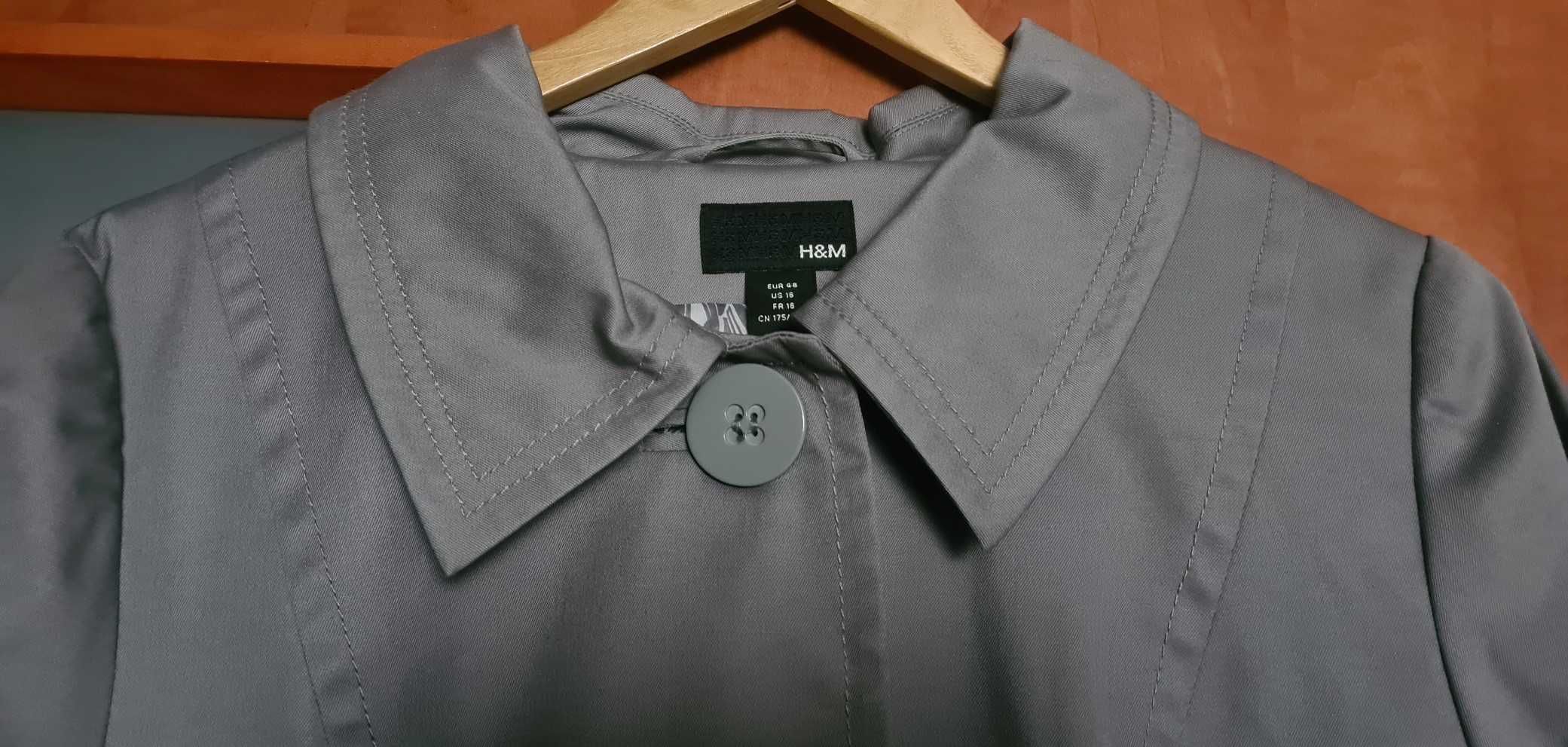 H&M szary cienki płaszcz,trencz roz 46