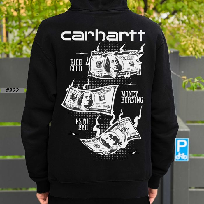 Худи Carhartt 404 Черное | Зипка Кофта Кархарт | Биг Лого Принт