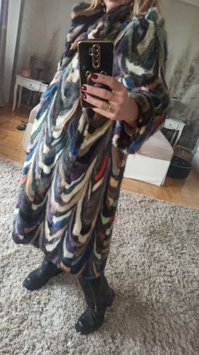 Kolorowe futro z norek naturalne