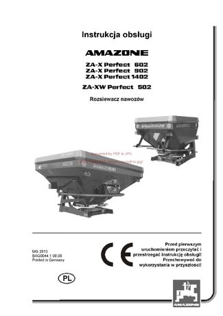 Instrukcja obsługi Rozsiewacza nawozów Amazone ZA-X Perfect 602, 902