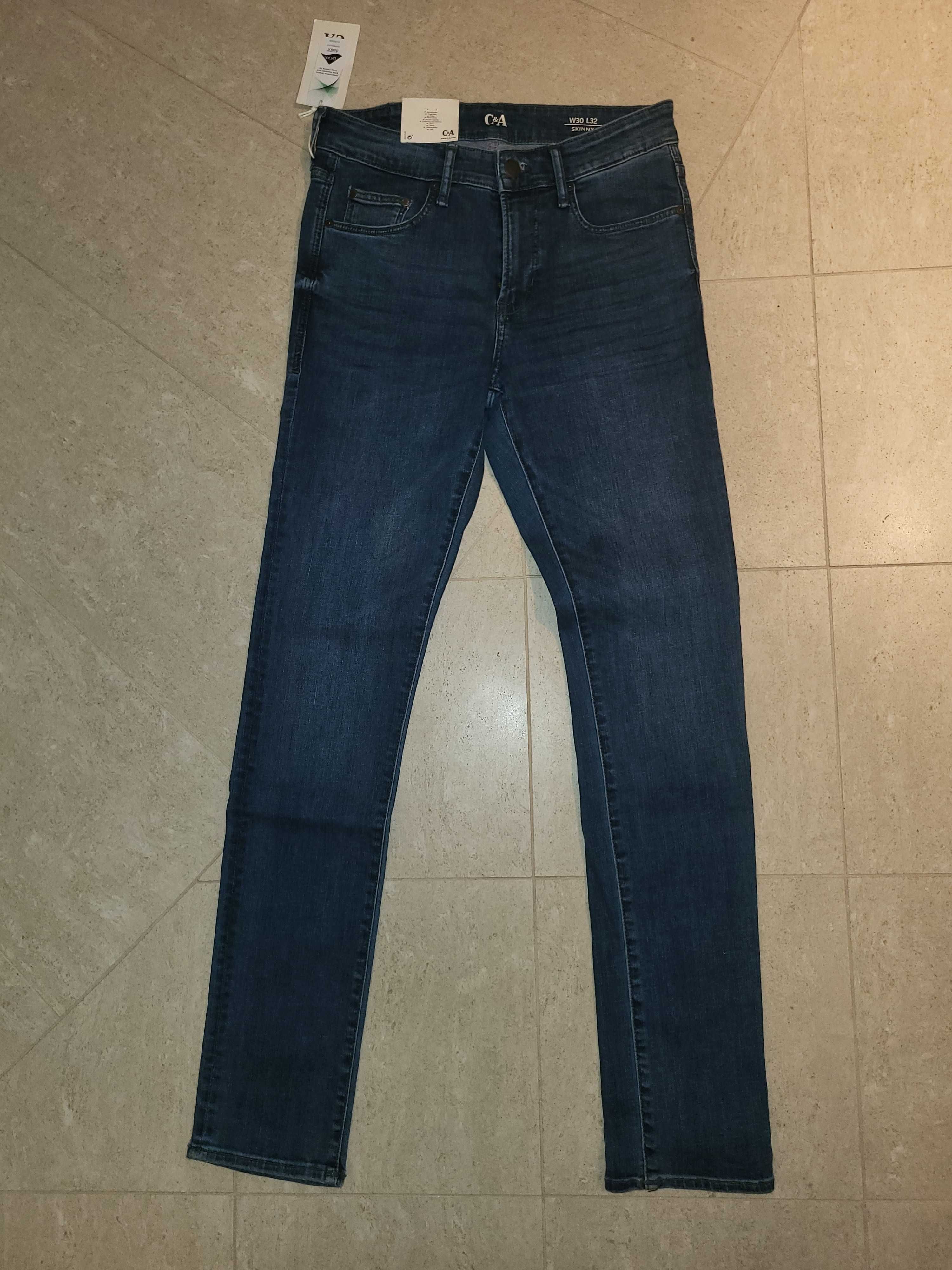 C&A spodnie męskie jeansy skinny stretch rozmiar W30 L32 nowe