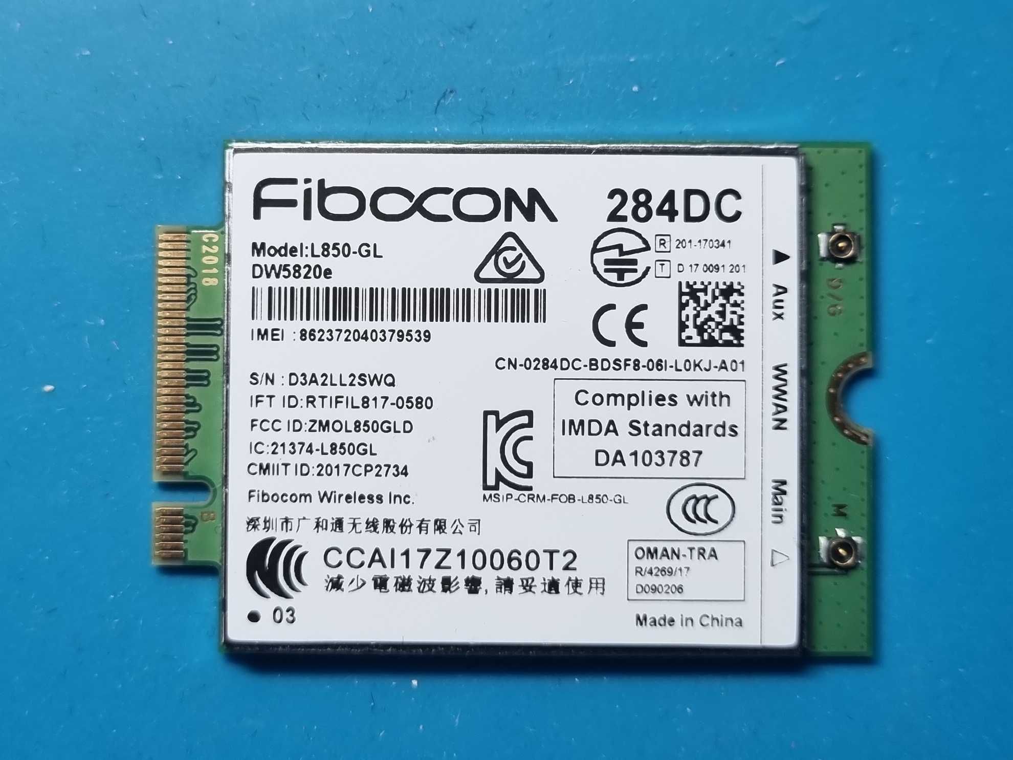 Модуль 4G LTE модем DW5820e Fibocom L850-GL 284DC для Dell, Lenovo, HP