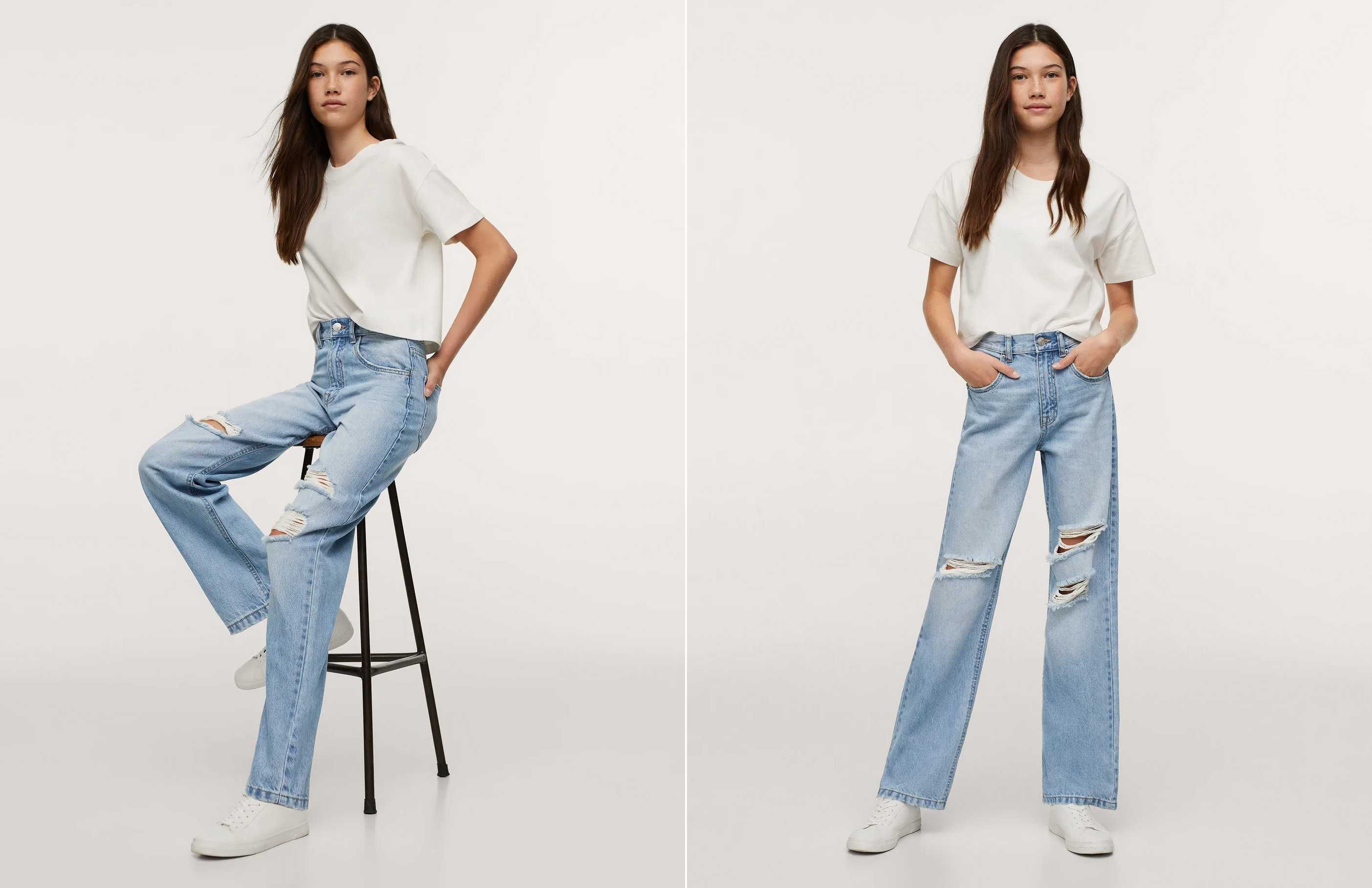 Mango Teen nowe spodnie jeansy wysoki stan i rozdarcia 14 lat 168