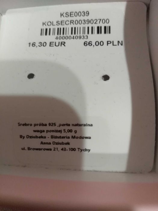 Kolczyki srebro 925 perły naturalne By Dziubeka perła naturalna sztyft