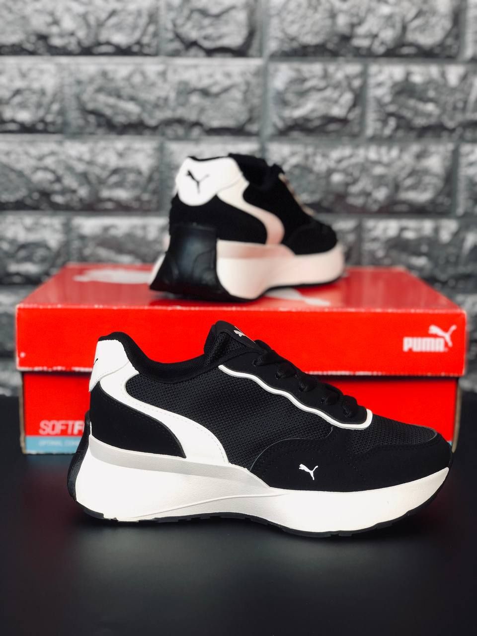 PUMA женские черно-белые летние кроссовки/ пума/ натуральная кожа