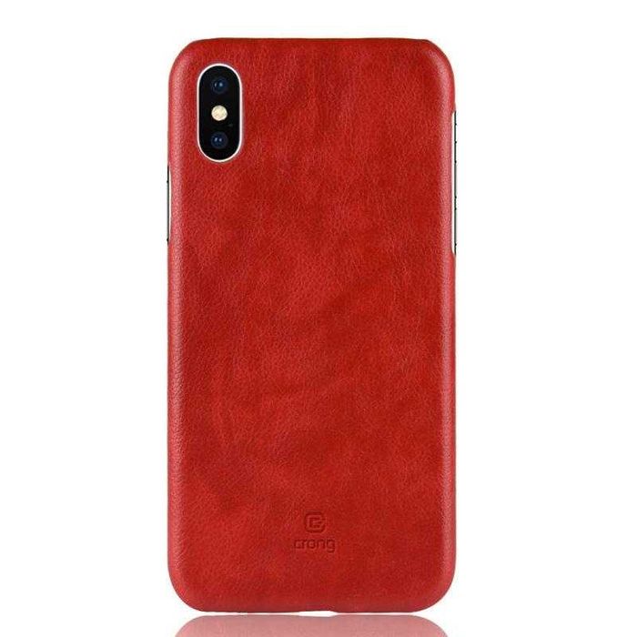 Etui Plecki iPhone Xs / X Czerwone Skóra ekologiczna Crong Essential