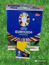 Euro 2024 Topps Zestaw z Naklejkami i BOX 50 Saszetek