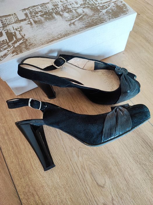 Czarne buty damskie euro moda na obsasie 39 eleganckie sandałki