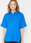 B.P.C koszula damska lniana niebieska oversize ^50