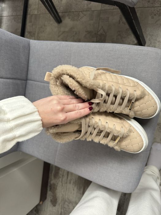 Кеды зимние le silla бежевые хайтопы ботинки