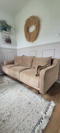 Brązowa rozkładana sofa 3-osobowa ze schowkiem
