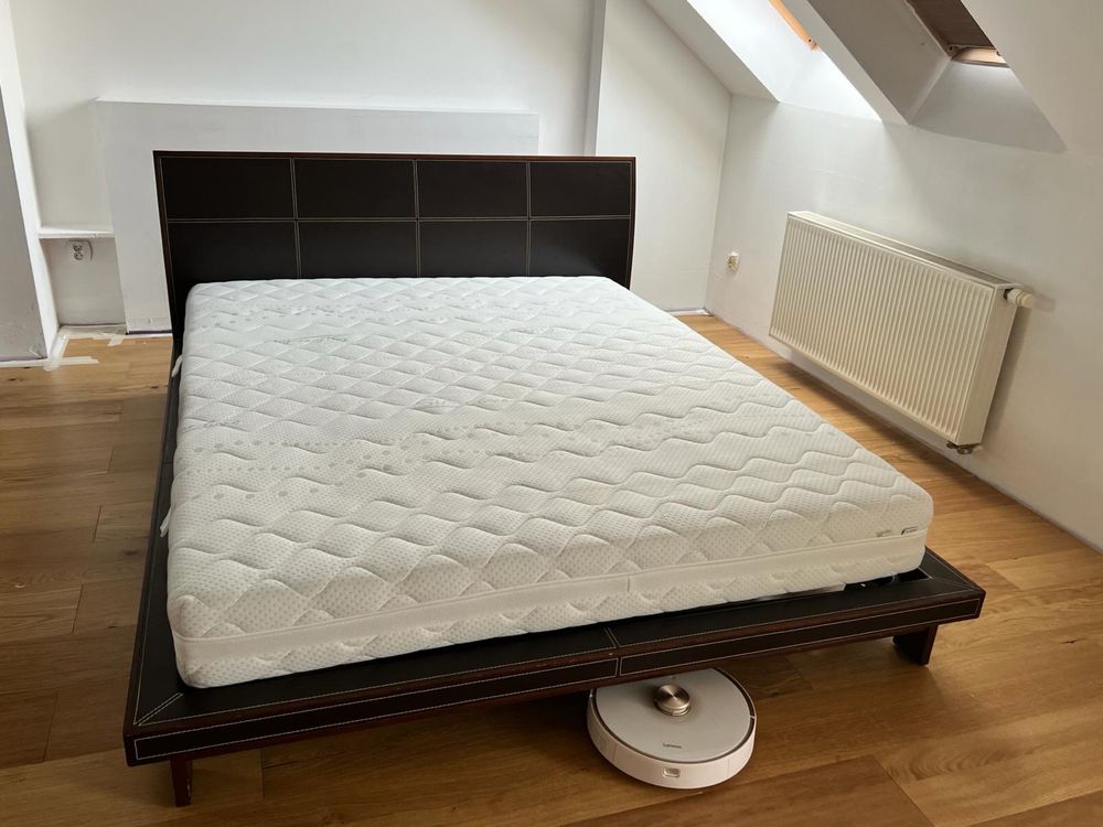 Łożko wloskie drewniane rama łóżka drewno skóra 210x160