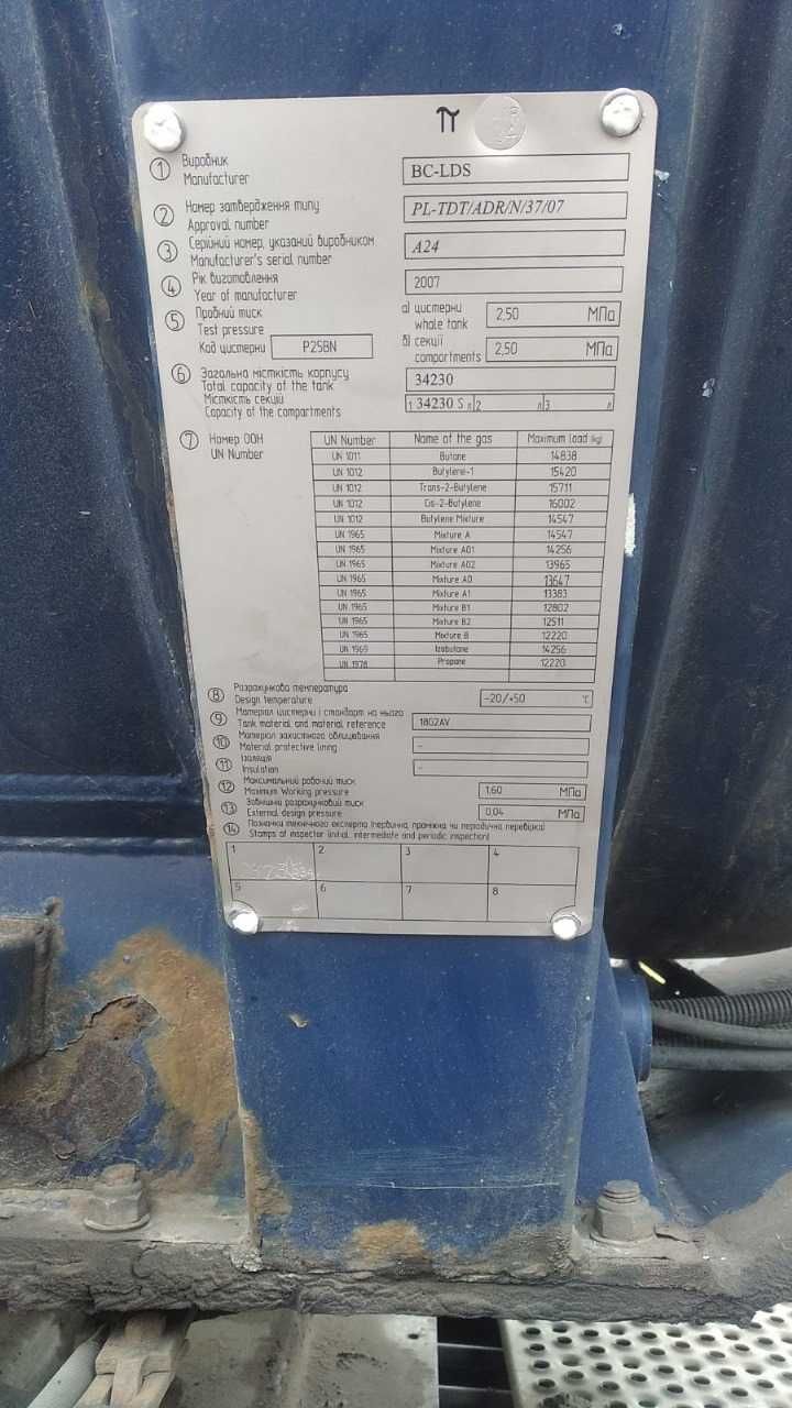 Напівпричіп-цистерна газовий
