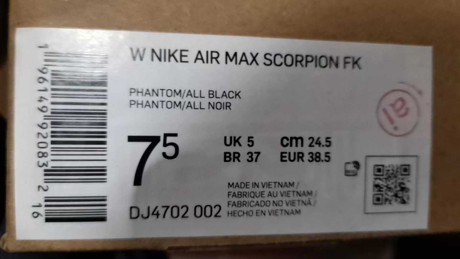 EUR38.5 чорні Nike Air Max Scorpion чоловічі жіночі бігові кросівки