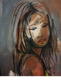 obraz olejny kobieta -przyjaciolka  30 x70 cm format
