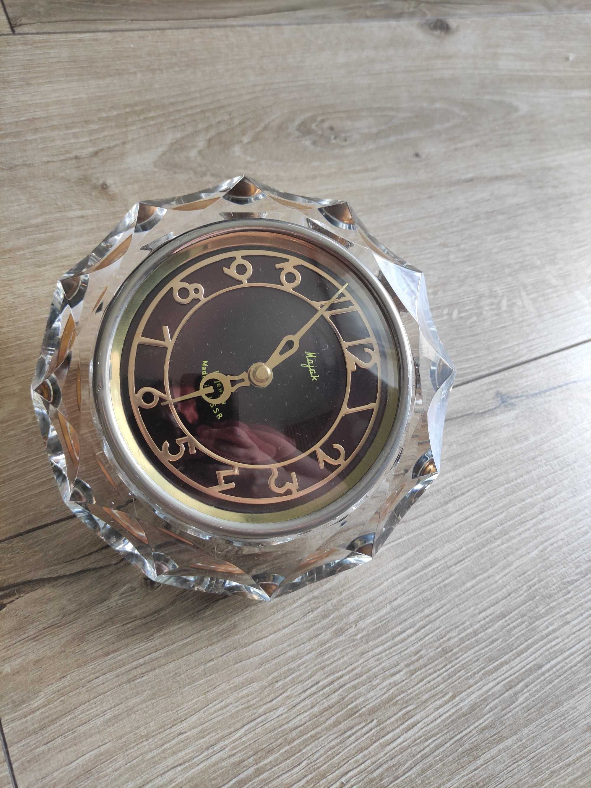 Vintage-sygnowany zegar mayak crystal zsrr lata70,mantel majak mayak