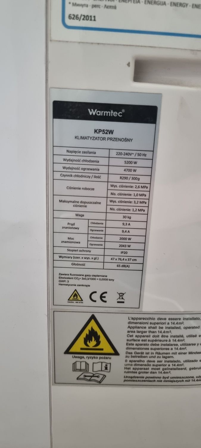 Klimatyzator przenośny KP52W Warmtec wifi