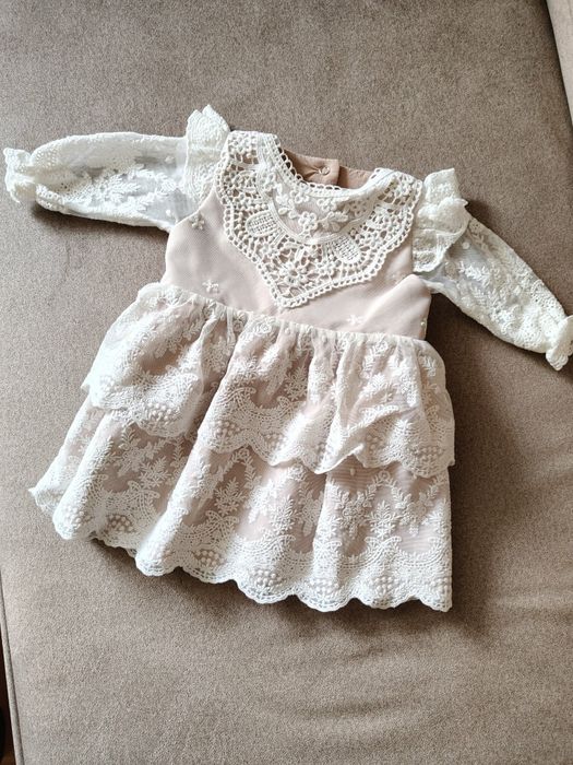 Sukienka do chrztu Milulove SANAZ jasny beż rozm. 62.