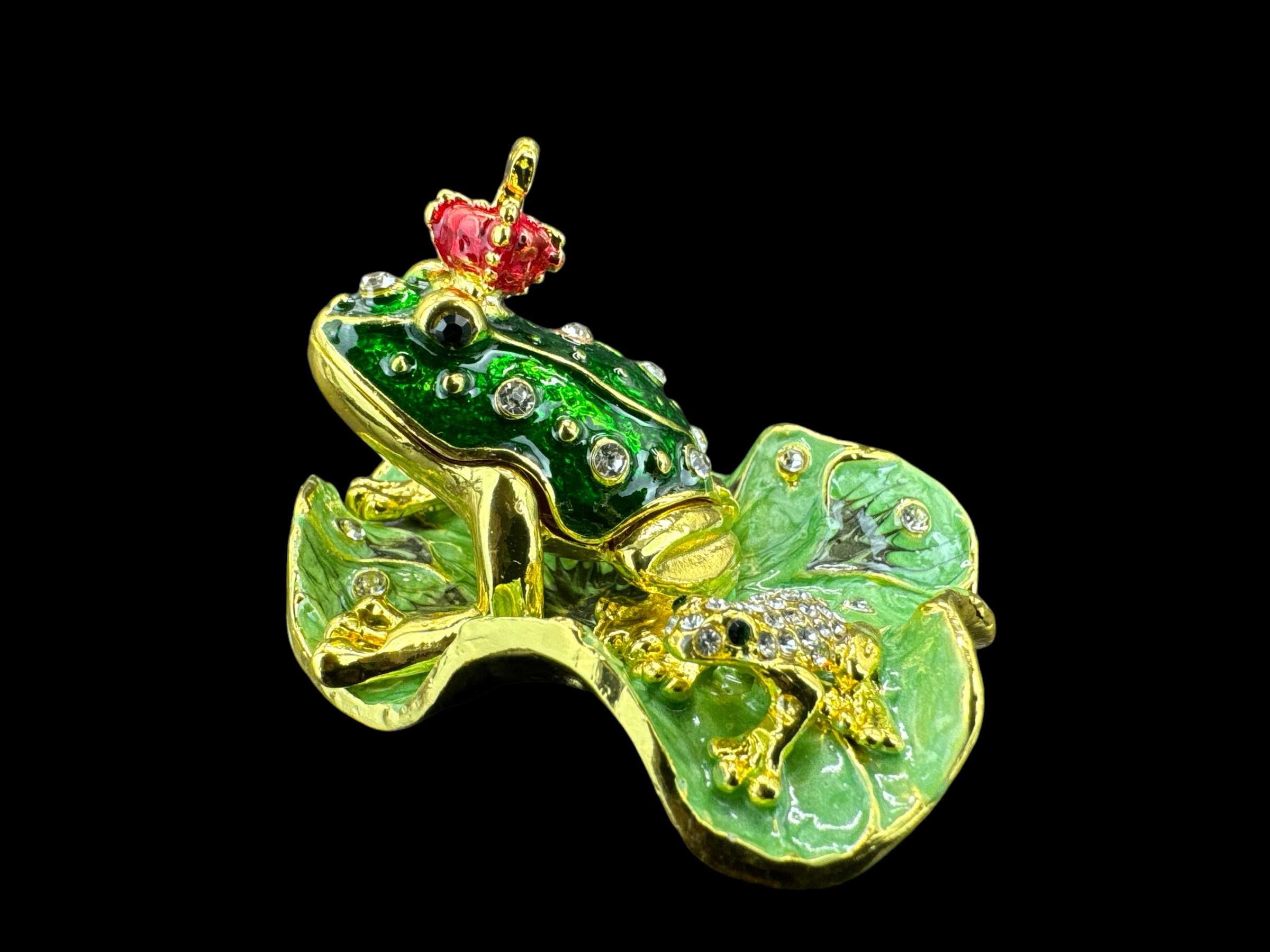 Żaba Na Liściu Szkatułka Styl Faberge P23090c