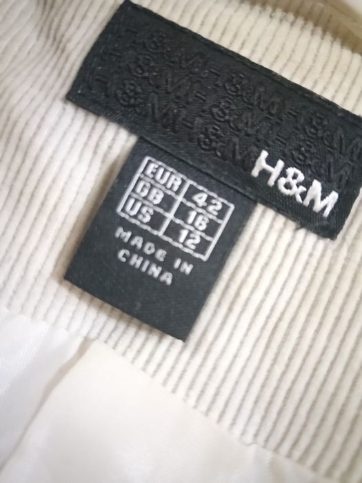 Піджак велветовий жакет кремовий білий світлий HM розмір 42