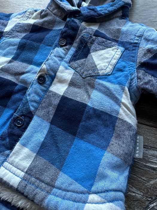 Ciepła ocieplana koszula bluza w kratę z futerkiem Nutmeg 68-74 cm 6-9