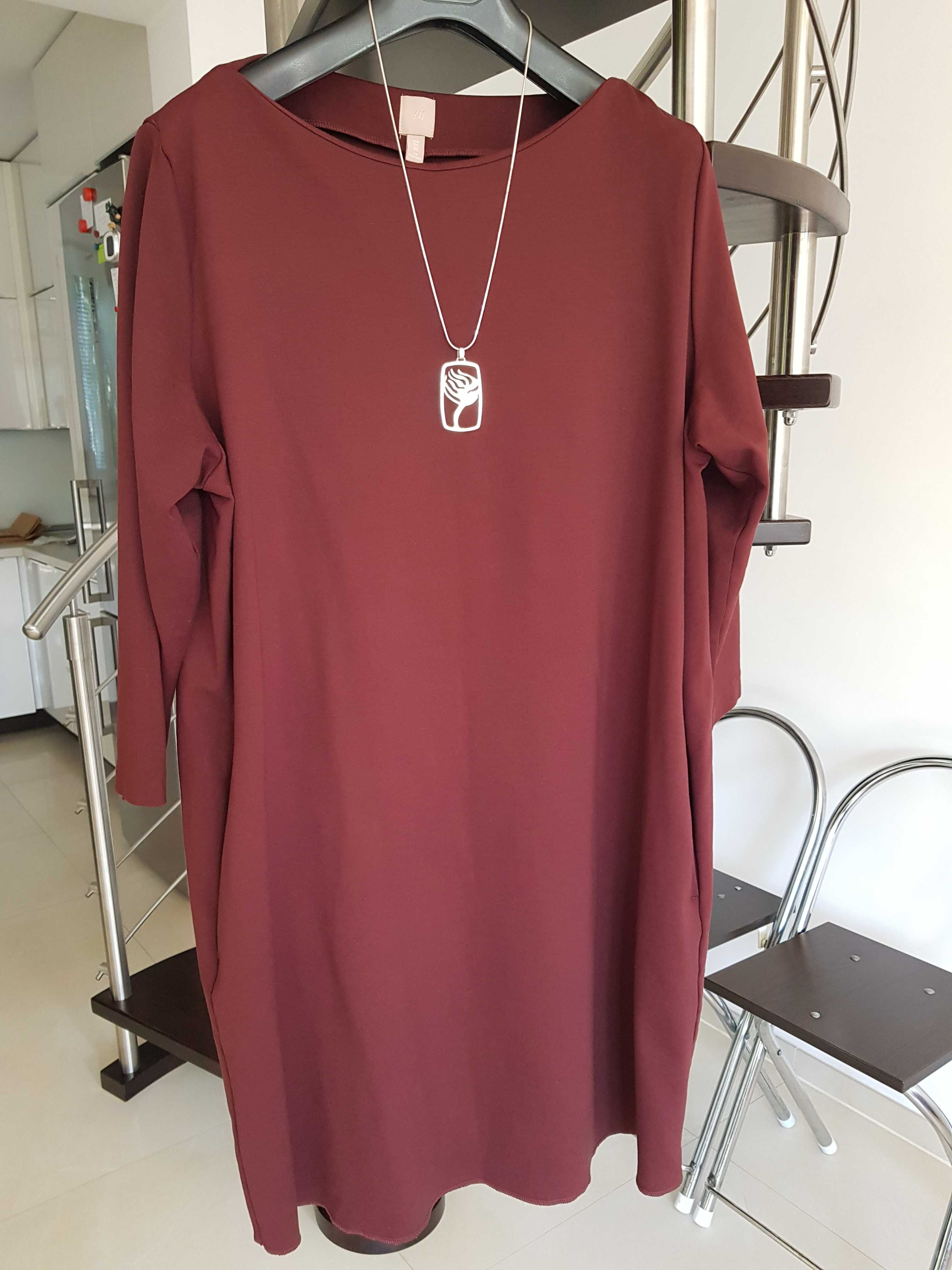 Burgundowa sukienka H&M oversize rozm. 46-54 – stan idealny