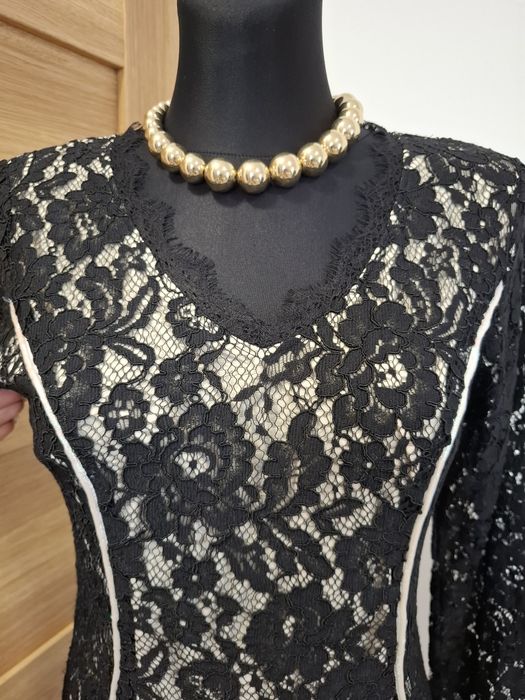 Długa koronkowa suknia na sylwestra studniówkę L