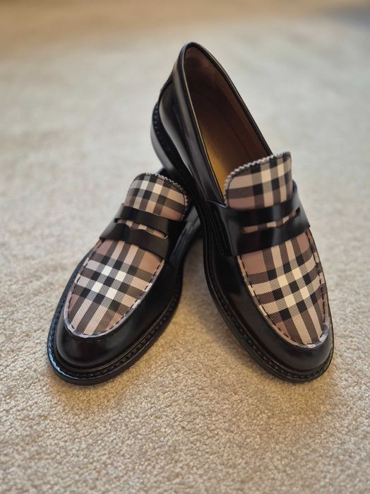 Burberry Męskie Loafers US 7 EU 40 Black Croftwood Check Leather
