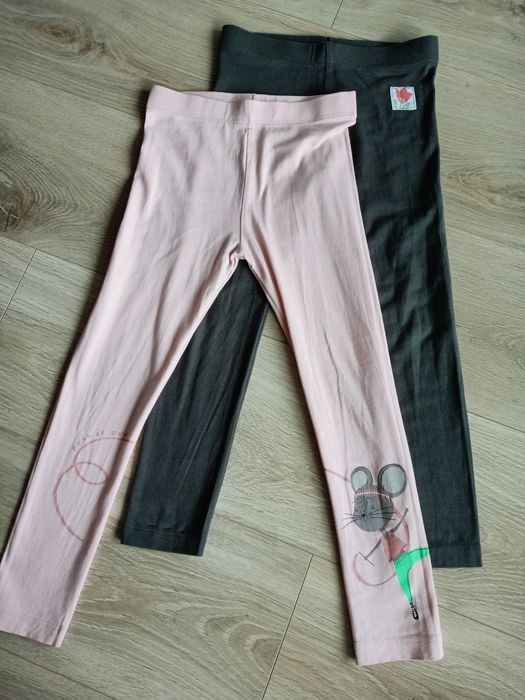 Legginsy dziewczęce 2pak różowe i grafitowe 116