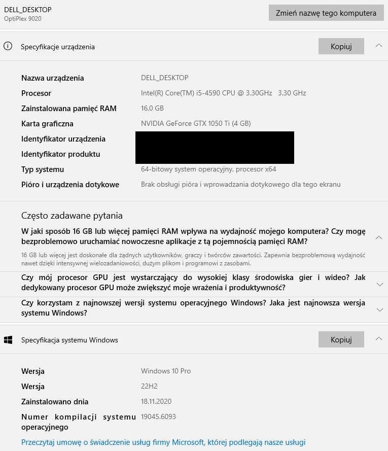 Dell Optiplex 9020 i5-4590, 16GB RAM 512GB SSD nVidia 1050 Ti