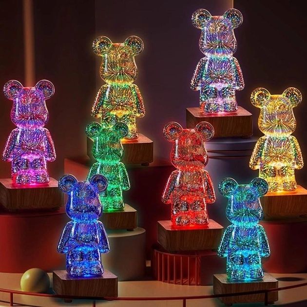 3D нічник  світильник Ведмідь 8 кольорів