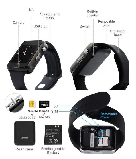 SmartWatch A1 | Relógio inteligente | Smartphone iOS Android Bluetooth