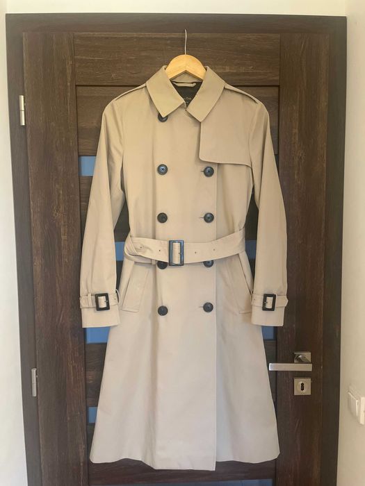 Massimo Dutti beżowy trencz ze 100% bawełny