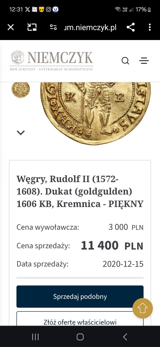 Dukat - Węgry - Ferdynand III - Replika
ślad po zawieszce