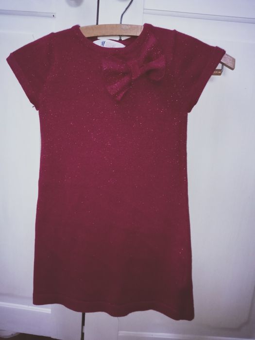 Czerwona tunika sukienka brokatowa