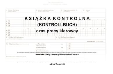 Książka kontroli pracy kierowcy PL-DE Kontrollbuch 52 str. -10 książek