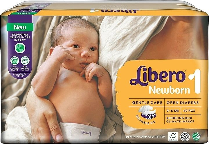 Памперсы Libero 1(42шт)newborn,підгузки Ліберо для немовлят 2-5кг
