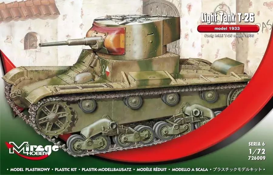 Model czołgu lekkiego T-26 model 1933, 1:72. Mirage Hobby