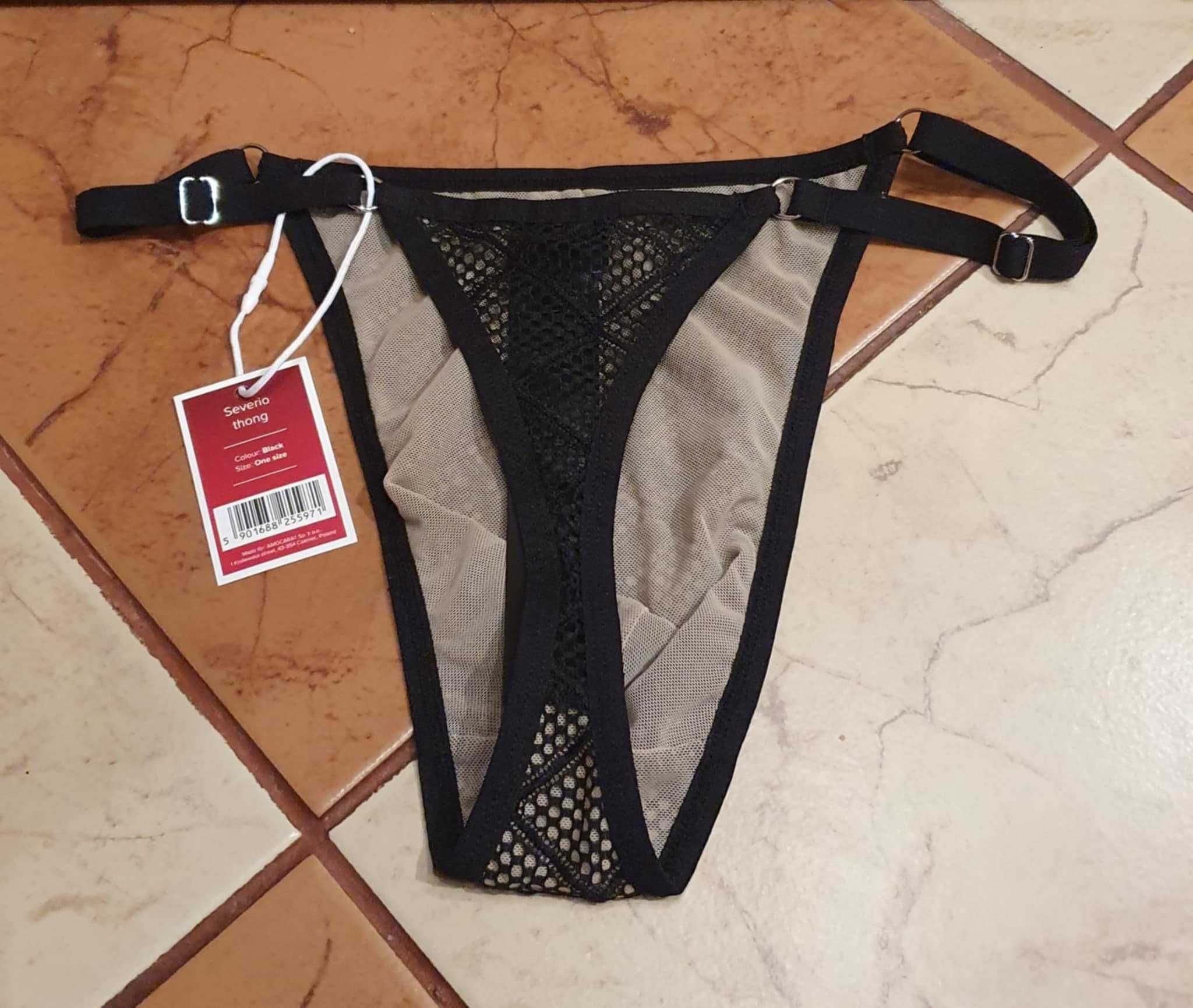 Bielizna męska stringi Obsessive Severio Thong Black + GRATIS !!
