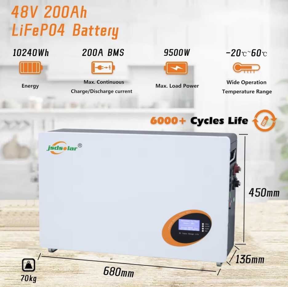 Батарея Jsdsolar lifepo4 48v 200ah  10KWh в наявності