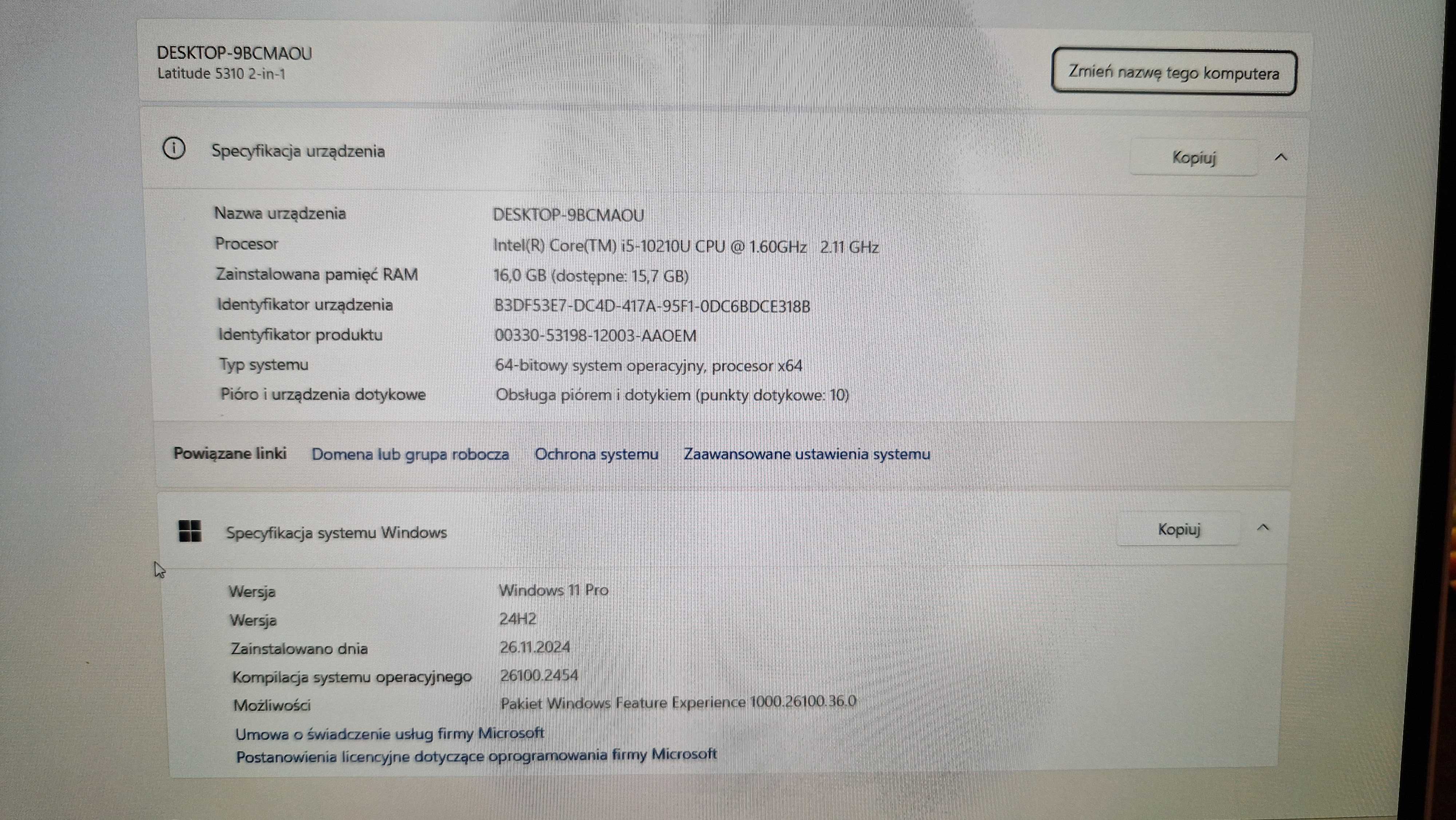 Laptop Dell Latitude 5310 2-in-1 (tablet) ekran dotykowy, Win 11 PRO